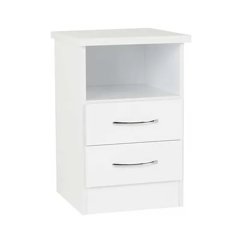 Nevada 2 Drawer Bedside - White Gloss
