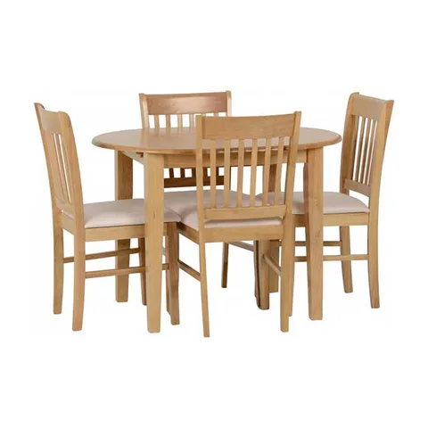 Oxford Extending Dining Set Table with 4 Chairs - Natural Oak