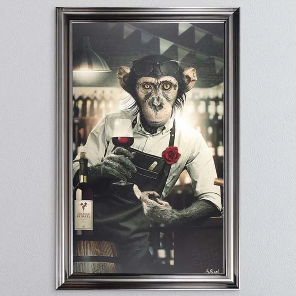 Wine Monkey Framed Wall Art