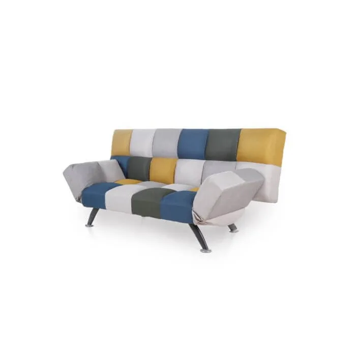 Boston Sofa Bed - Mustard / Blue Patchwork