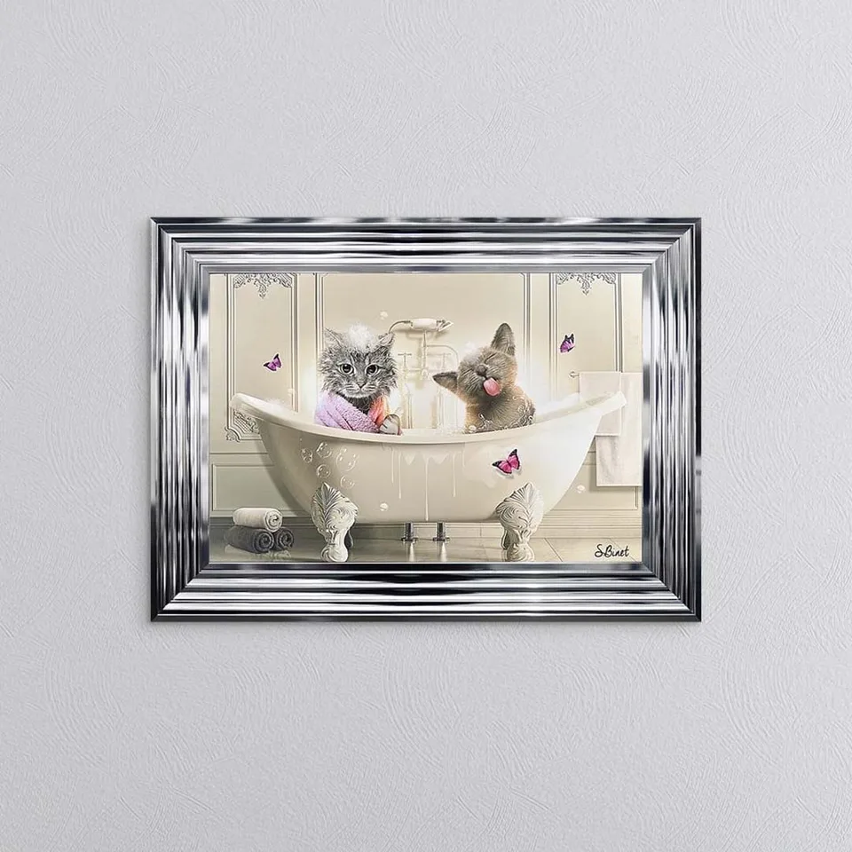 Cat Bath Framed Wall Art