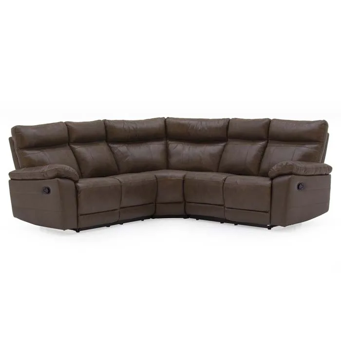 Positano Leather Corner Recliner - Light Grey