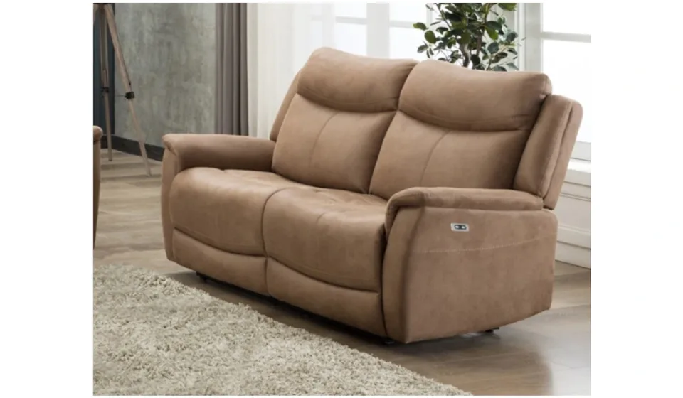 Arizona Caramel 2 Seater Fabric Sofa - Manual Reclining