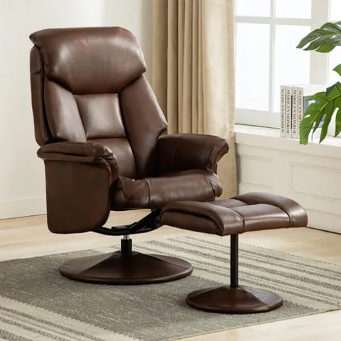 Kenmare Pushback Recliner with Stool - Black
