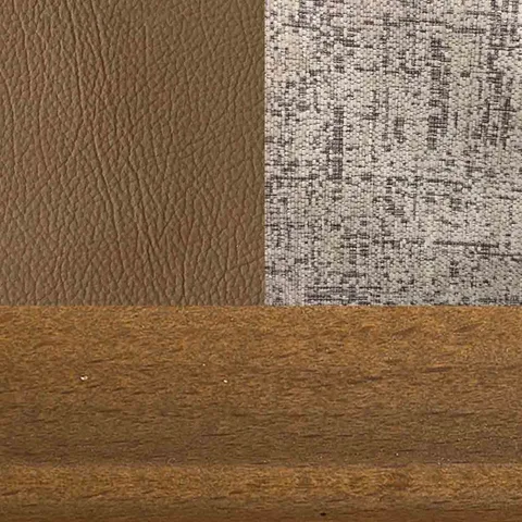 Queen Ann 3+1+1 - Brown Leather/Beige Fabric