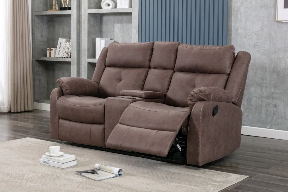 Casey 2 Seater Recliner with Console | Chestnut | Anchor - Chestnut Brown