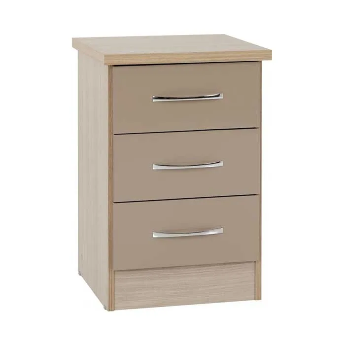 Nevada 3 Drawer Chest - Oyster Gloss Light Oak