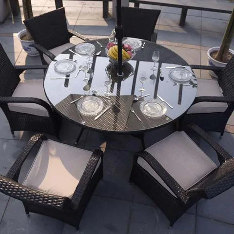 Rattan Dining Set - Dark Grey