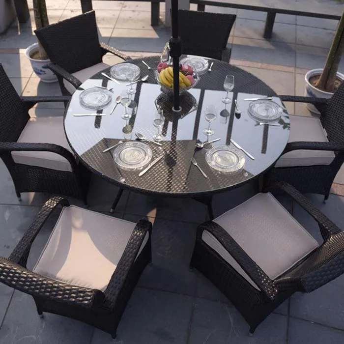 Rattan Dining Set - Dark Grey
