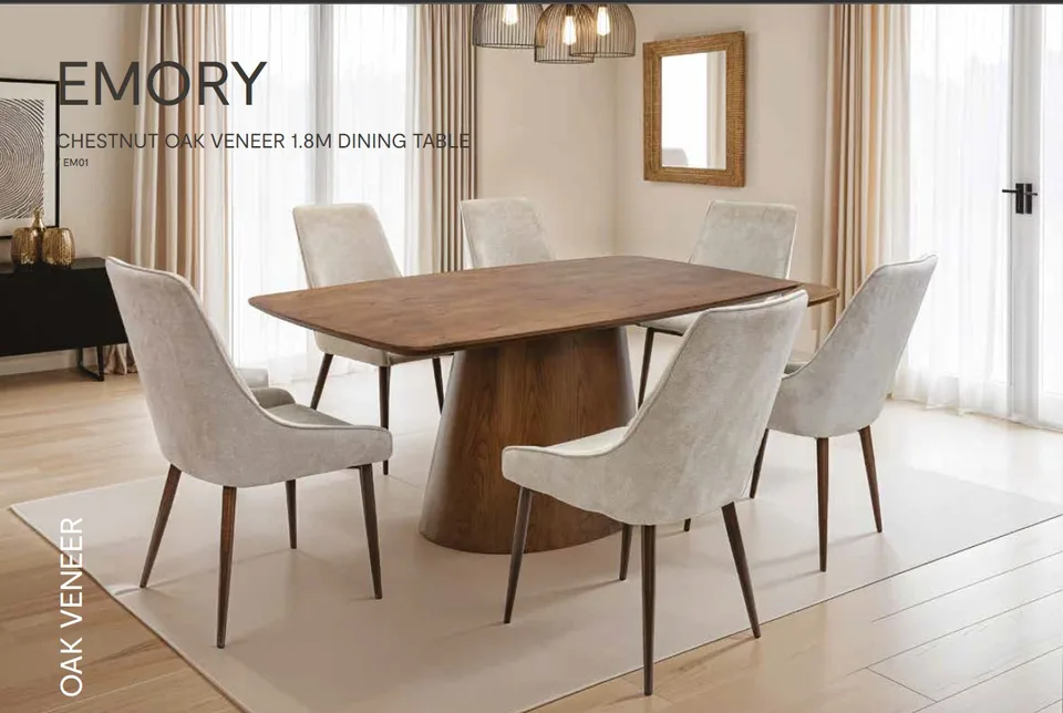 The Emory Chestnut Oak Veneer 1.8m Dining Table