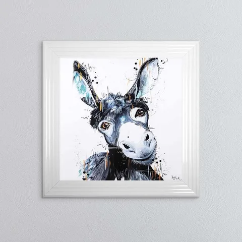 Water Colour Donkey With White Background Framed Wall Art