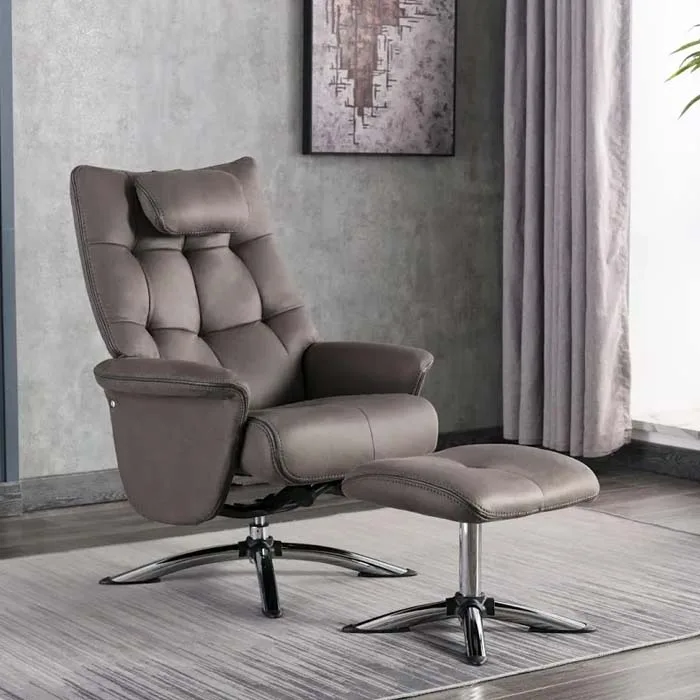 Orson Swivel Recliner with Footstool - Slate
