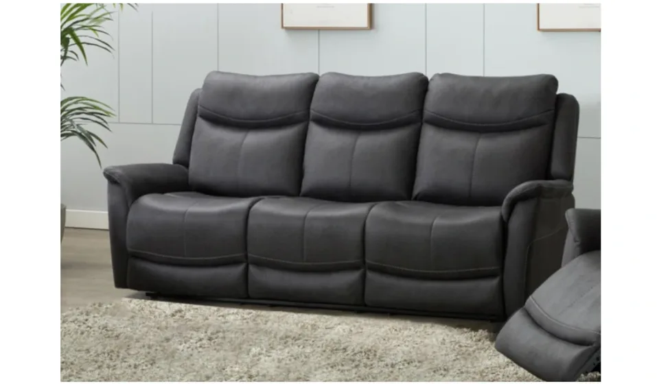 Arizona Slate 3 Seater Fabric Sofa - Fixed