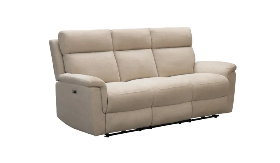 Detroit Natural 3 Seater Fabric Sofa - Fixed