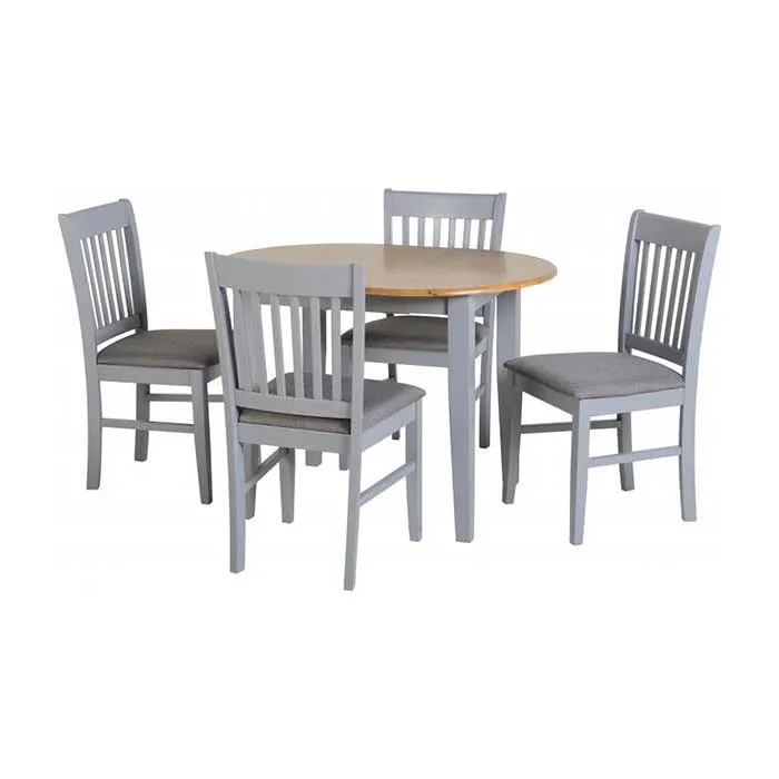 Oxford Extending Dining Set Table with 4 Chairs - Grey