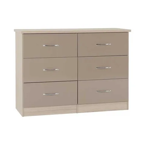 Nevada 6 Drawer Deep Chest - Oyster Gloss Light Oak