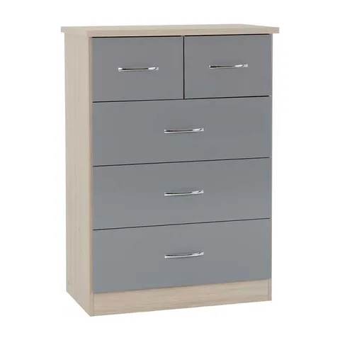 Nevada 3 + 2 Drawer Chest - Grey Gloss