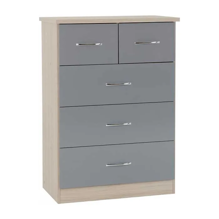 Nevada 3 + 2 Drawer Chest - Grey Gloss