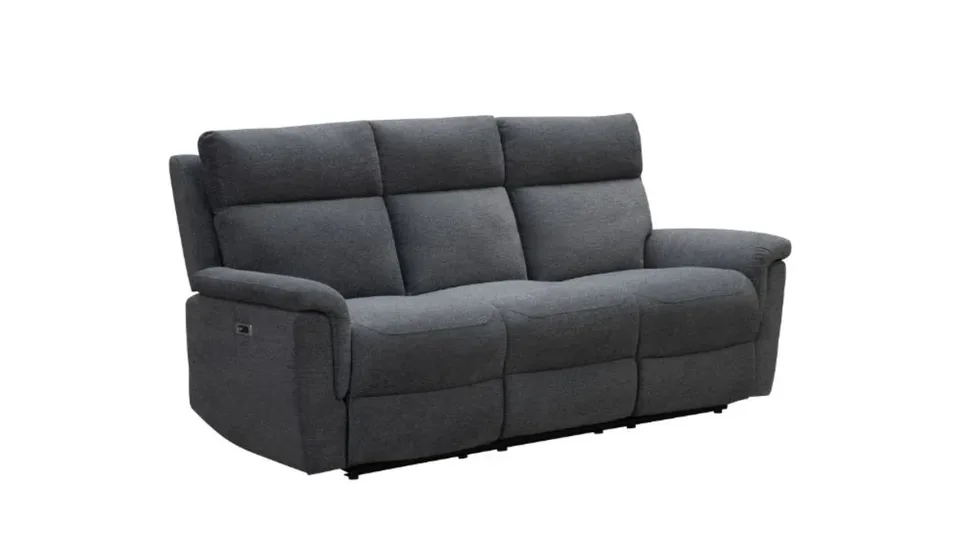 Detroit Grey 3 Seater Fabric Sofa - Fixed