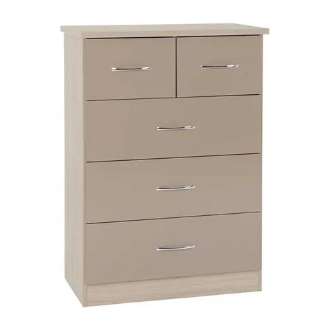 Nevada 3 + 2 Drawer Chest - Oyster Gloss Light Oak