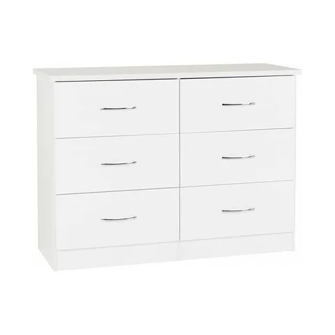 Nevada 6 Drawer Deep Chest - White Gloss