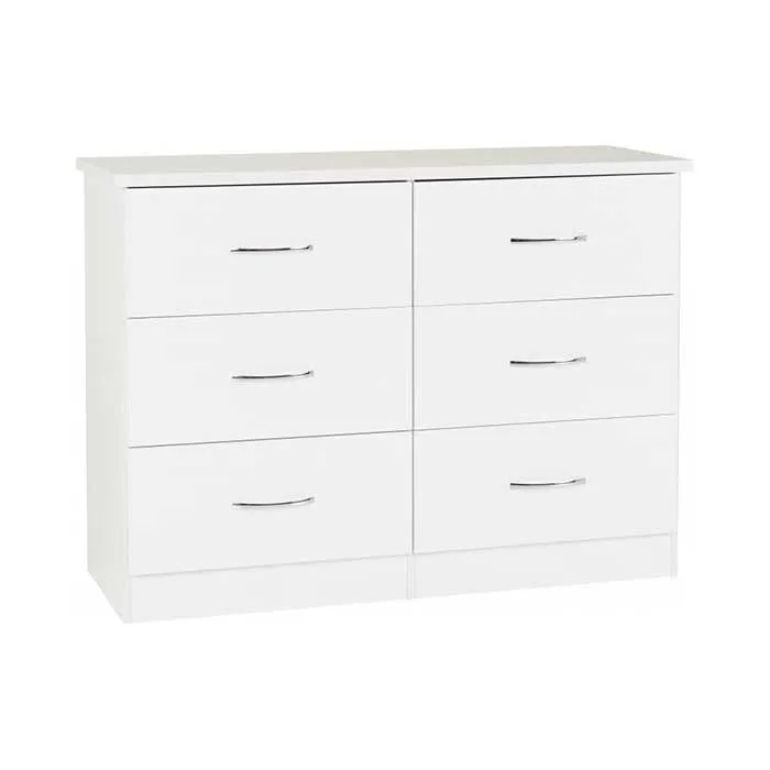Nevada 6 Drawer Deep Chest - White Gloss