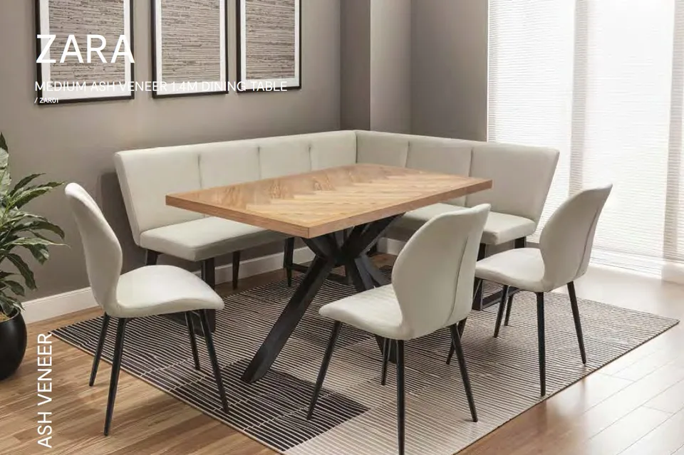 Zara Medium Ash Veneer 1.4m Dining Table