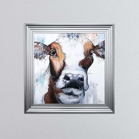 Water Colour Cow With White Background Framed Wall Art