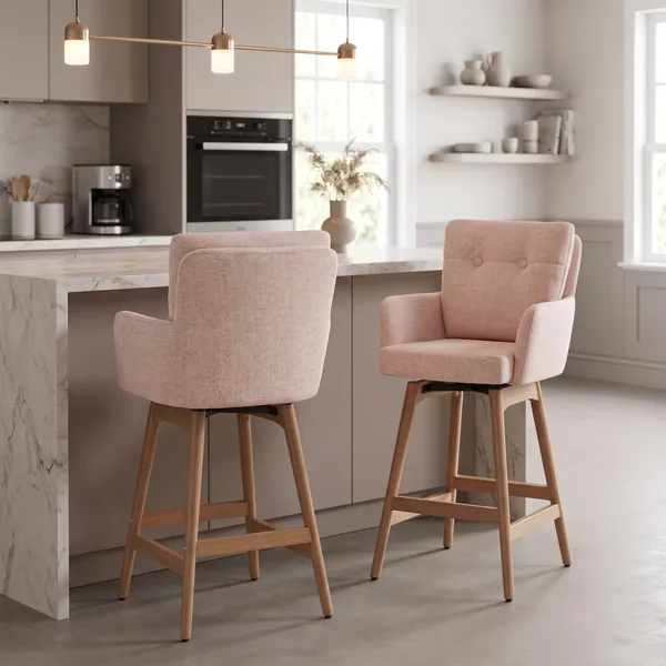 Cotswold Fabric Counter Stool Blush Pink