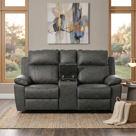 Huntington 2 Seater Electric Dark Grey With Console