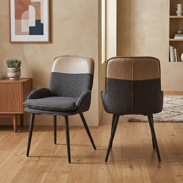 Redmond Dining Chair Dark Grey/ Beige Low Arm