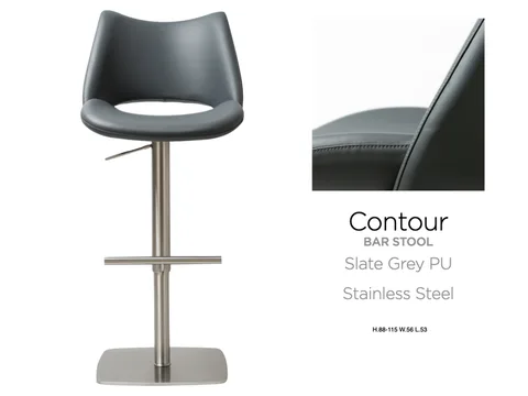 Contour Barstool S/Steel Slate Grey PU