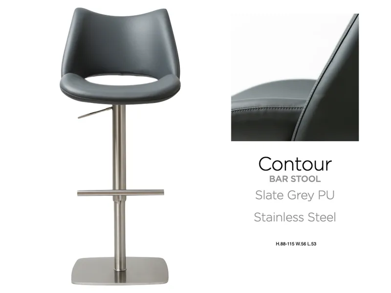Contour Barstool S/Steel Slate Grey PU