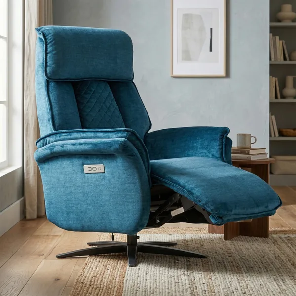 Evoque Swivel Elec Chair Dual Motor Ocean Blue
