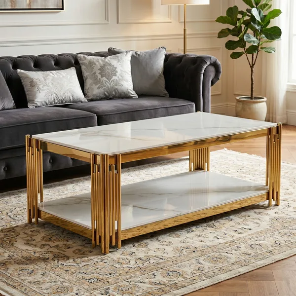 Belini Coffee Table Sintered Stone and Gold