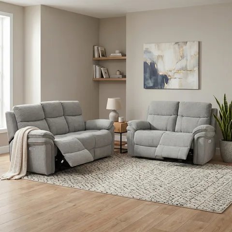 Harrow 3+2 Suite Light Grey (Electric)