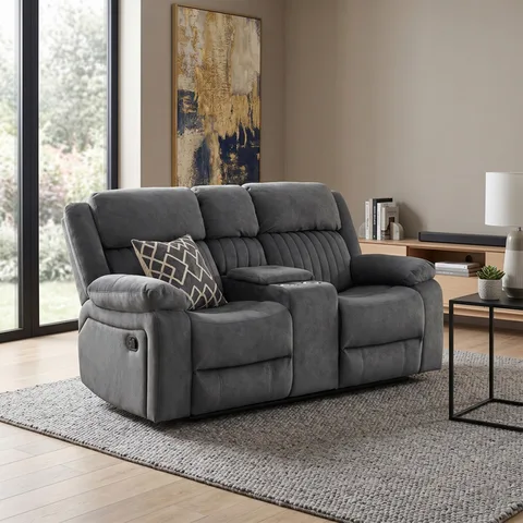 Morgan 2 Seater Recliner With Console Slate Grey