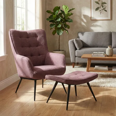 Katelyn Accent Chair with Stool Mulberry