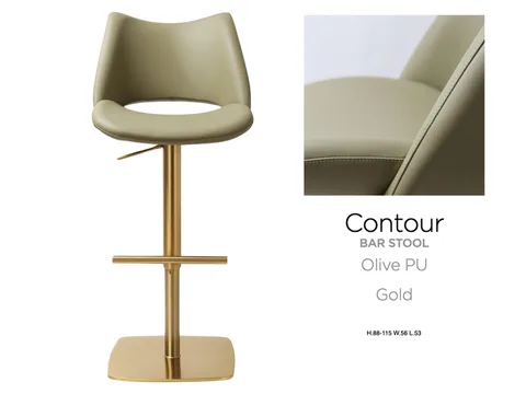 Contour Barstool Gold Olive PU