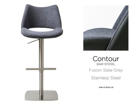Contour Barstool S/Steel Fusion Slate Grey Barstool