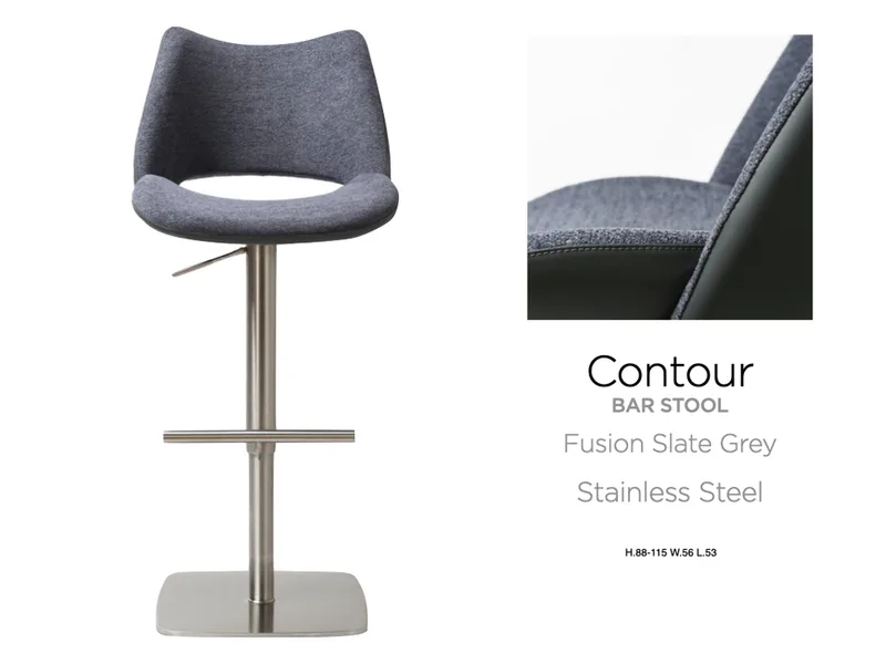 Contour Barstool S/Steel Fusion Slate Grey Barstool