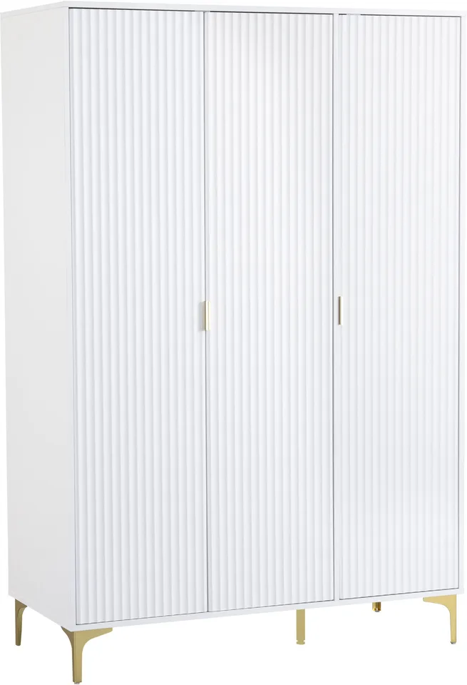 Miami 3 Door Wardrobe - White/Gold