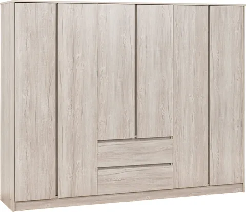 Malvern 6 Door 2 Drawer Wardrobe - Urban Snow