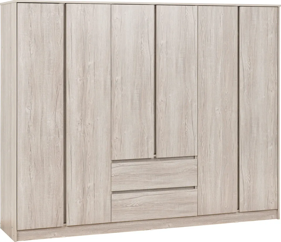 Malvern 6 Door 2 Drawer Wardrobe - Urban Snow