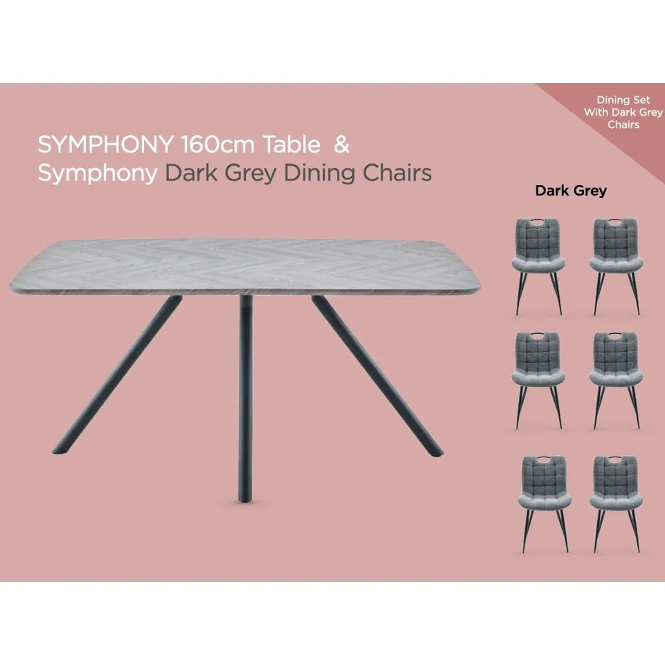 Symphony 160cm Dining Set - Dark Grey Dining Chairs