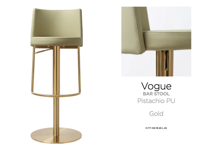 Vogue Barstool Gold Pistachio PU