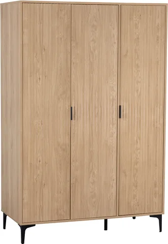 Miami 3 Door Wardrobe - Oak Effect/Black