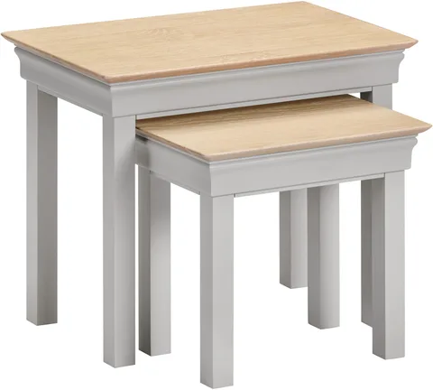 Bordeaux Nest Of 2 Tables - Pebble Grey/Oak