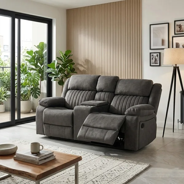 Morgan 2 Seater Recliner With Console Iron