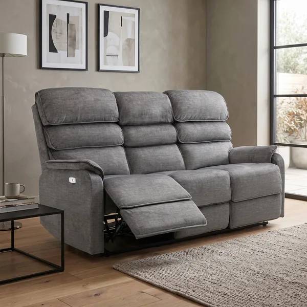 Savoy 3 Seater Elec Rec Grey